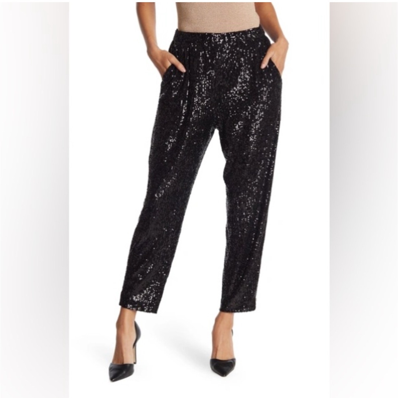 Nwt Trina Turk Sequin Sparkler Pants Pull On Holiday Party Black Plus Size Xxl